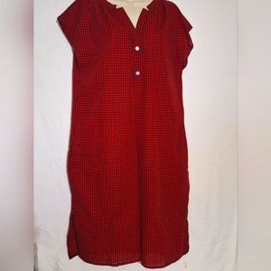 ZANZEA Women's Cap Sleeve Red Black Plaid Mid-Short Swing Dress Size L NEW NWT